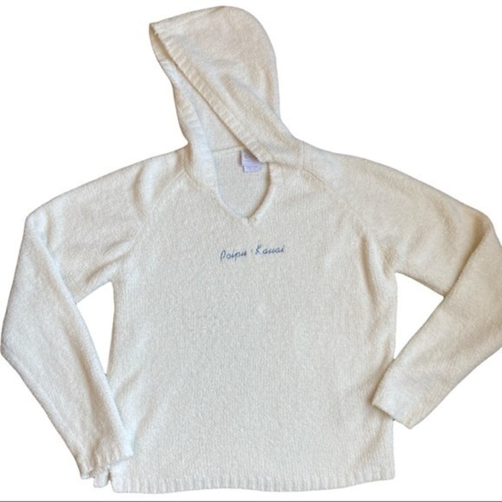 Sportswear size XL white hooded sweatshirt soft fuzzy embroidered  Poipu Kauai